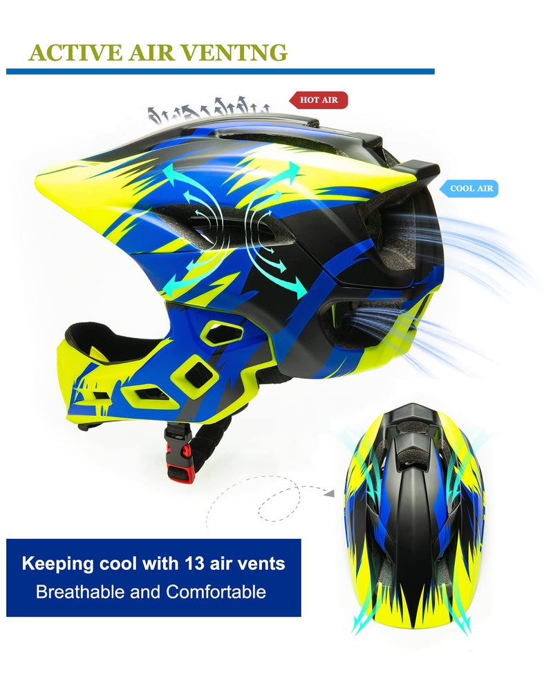 Natuway Toddler and Kids Full Face Helmet, Girl and Boy BMX Multi-Sport Detachable Mountain Dirty Bike Helmet Around 3-12 Years Head Circumference. - Image 3
